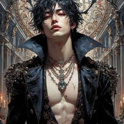 Пазл: Юноша  в готическом зале