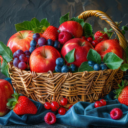 Пазл: Корзина с фруктами