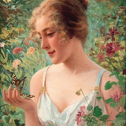 Пазл: Девушка с бабочкой