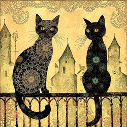 Пазл: Кошки на заборе