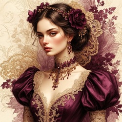 Пазл: Девушка в бордо