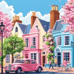 Пазл: Розовый автомобиль