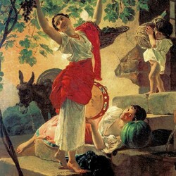 Пазл: Девушка, собирающая виноград в окрестностях Неаполя