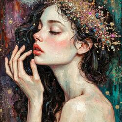 Пазл: Девушка в венке из страз
