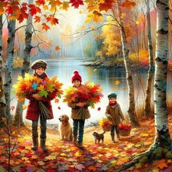 Пазл: Прогулка в осеннем лесу