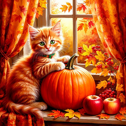 Пазл: Осенний котик