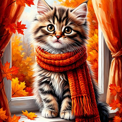 Пазл: Осенний котик