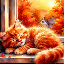 Пазл: Осенний котик