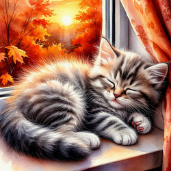 Пазл: Осенний котик