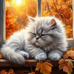 Пазл: Осенний котик