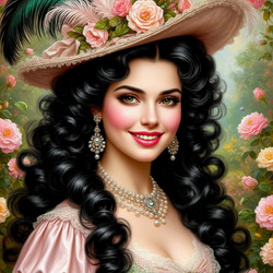Пазл: Черноволосая красавица