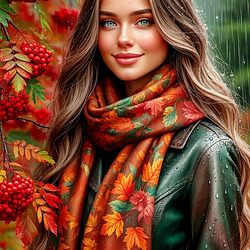 Пазл: Девушка и осень
