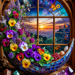 Пазл: Композиция из анютиных глазок