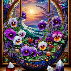 Пазл: Композиция из анютиных глазок