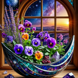 Пазл: Композиция из анютиных глазок