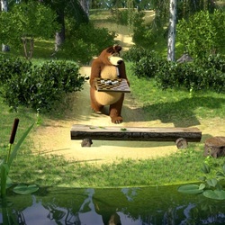 Пазл: Медведь и шашки