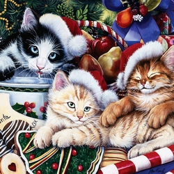 Пазл: У котят Рождество