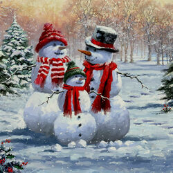 Пазл: Снеговики