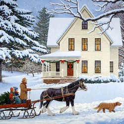 Пазл:  Домой с елкой