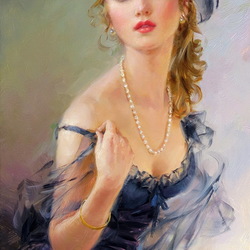 Пазл: Дама с жемчужным ожерельем ---