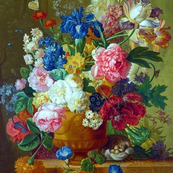 Пазл: Букет цветов и фрукты