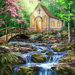 Пазл: Церковь в лесу