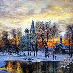 Пазл: Зимний закат