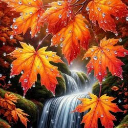 Пазл: Осенний водопад
