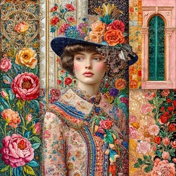 Пазл: Портрет в стиле пэчворк