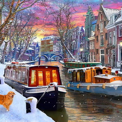 Пазл: Канал зимой