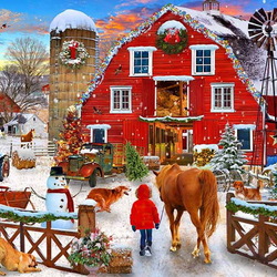 Пазл: Рождество в деревне 