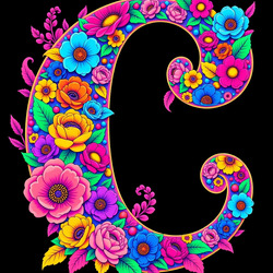 Пазл: Цветная буква на чёрном фоне