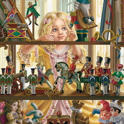 Пазл: Игрушки на полках 