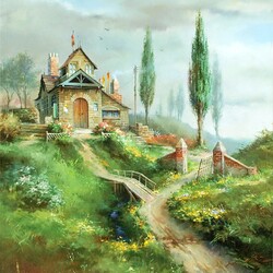 Пазл: Дом у ручья