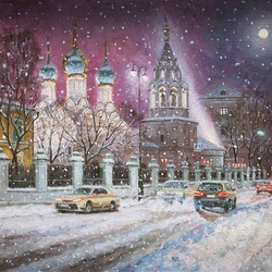 Пазл: Белый снег летает, блещут фонари