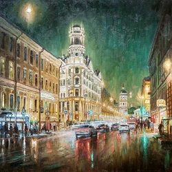 Пазл: Люблю огни ночного Петербурга 