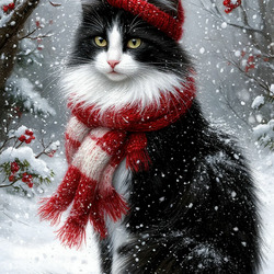 Пазл: Зимний котик