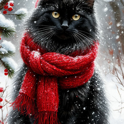 Пазл: Зимний котик