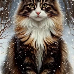 Пазл: Зимний котик