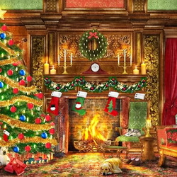 Пазл: Рождество у камина 
