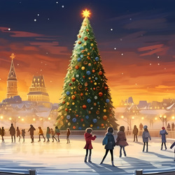 Пазл: Каток около ёлки