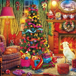 Пазл: Рождество у камина ---