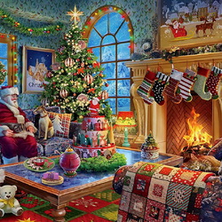 Пазл: Рождество у камина 