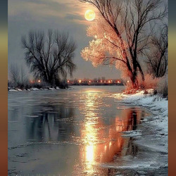 Пазл: В морозную лунную ночь