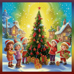 Пазл: Дети у ёлочки