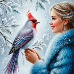 Пазл: Девушка с птицей