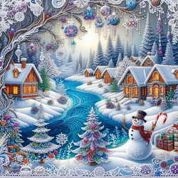 Пазл: Новогодние кружева 