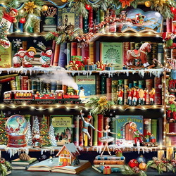 Пазл: Рождество на книжных полках 