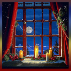 Пазл: Праздничное окно в лунную ночь