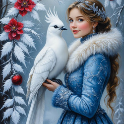 Пазл: Девушка с большой птицей